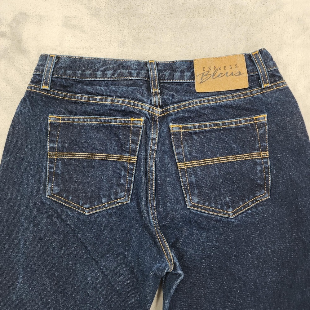 Vintage Express Bleus Jeans Womens 9/10S Blue Dark Wash Extreme Flare Leg Casual - Picture 4 of 12